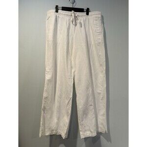 Amazon Essentials Drawstring Pants Women XL White Wide Leg Linen Travel Vacation